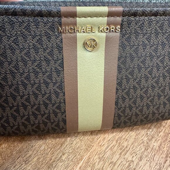 Michael Kors Logo Belt Bag S/M Brown/Gold Monogram Adjustable Strap Synthetic Cr - Picture 10 of 11